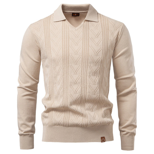 Herren Pullover mit V-Ausschnitt und strukturiertem Design Heidi-Mode