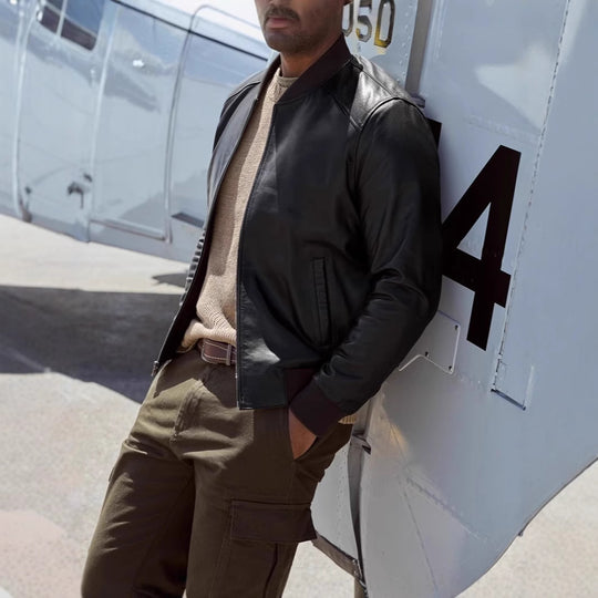 Herren klassische jacke im Biker-Stil mit elastischem Bund Heidi-Mode