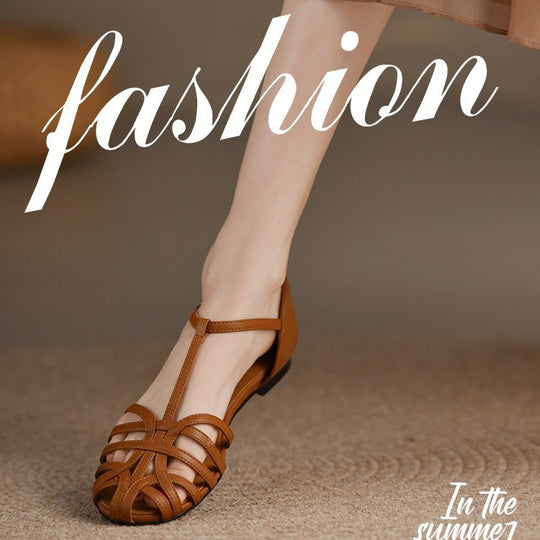 Damen elegante Flachsandalen mit verstellbarem Riemen und modischem Schnitt Heidi-Mode