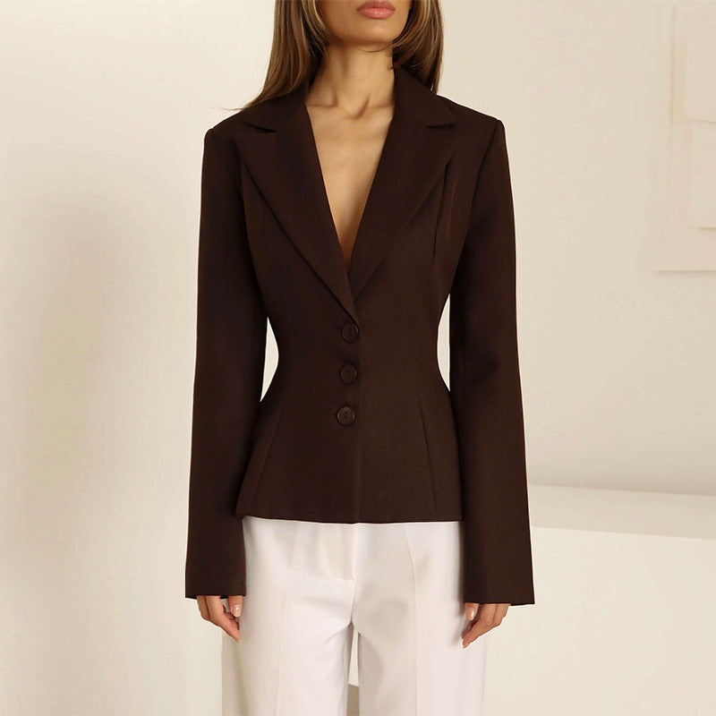 Damen taillierter Blazer mit elegantem Revers Heidi-Mode