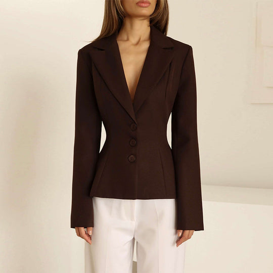 Damen taillierter Blazer mit elegantem Revers Heidi-Mode