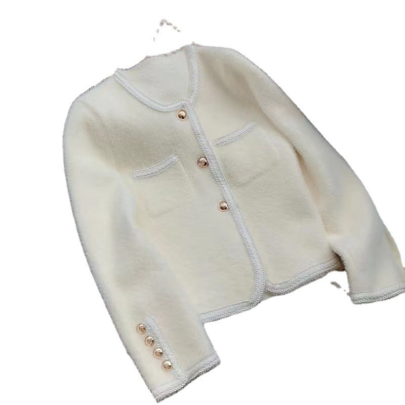 Damen Elegante Strickjacke mit goldenen Knöpfen und feiner Struktur Heidi-Mode