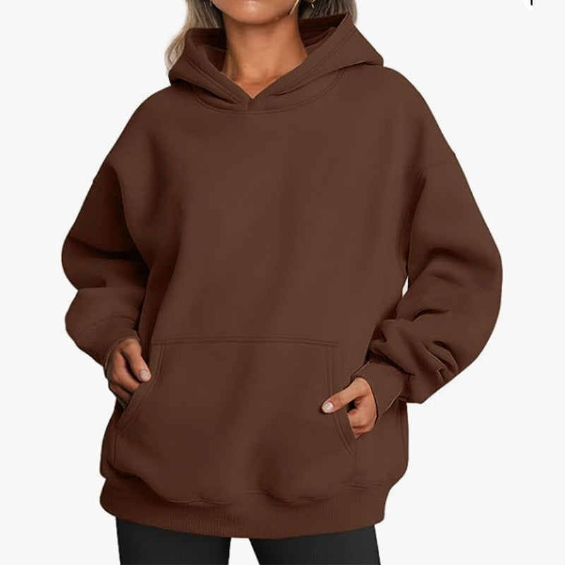 Damen Kapuzenpullover im Oversized-Stil mit praktischen Beuteltaschen Heidi-Mode