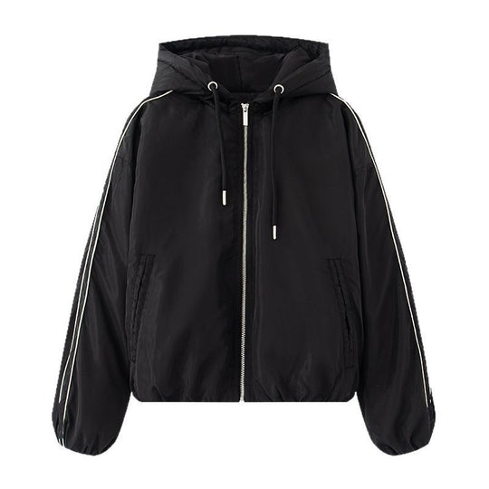 Damen sportliche Übergangsjacke mit Kapuze und seitlichen Reißverschlüssen Heidi-Mode