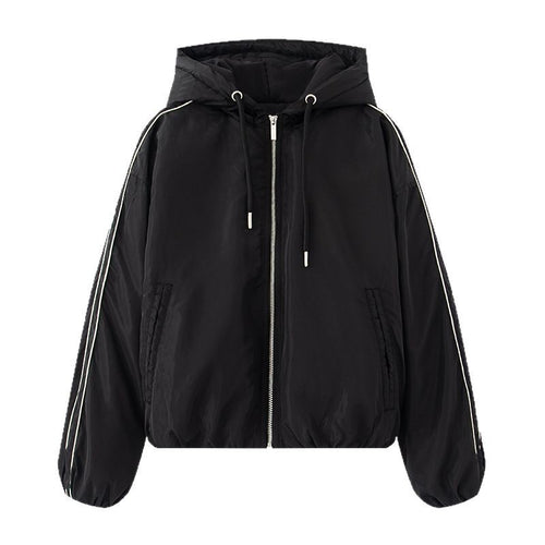 Damen sportliche Übergangsjacke mit Kapuze und seitlichen Reißverschlüssen Heidi-Mode