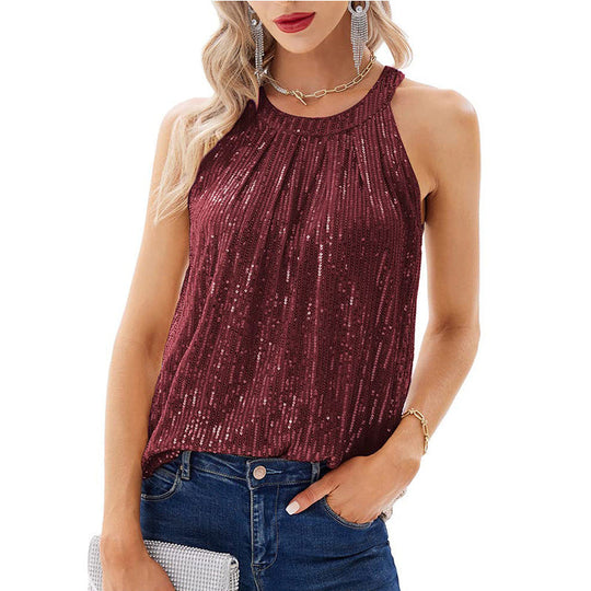 Heidi-Mode | Lässiges Rundhalsärmelloses Shirt Top