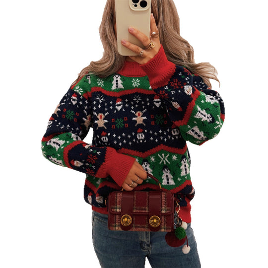 Damen Weihnachtspullover mit fröhlichem Motiv und lässigem Schnitt Heidi-Mode