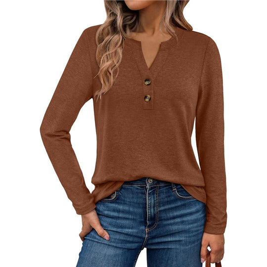 Damen Langarmshirt mit Knopfdetails Heidi-Mode