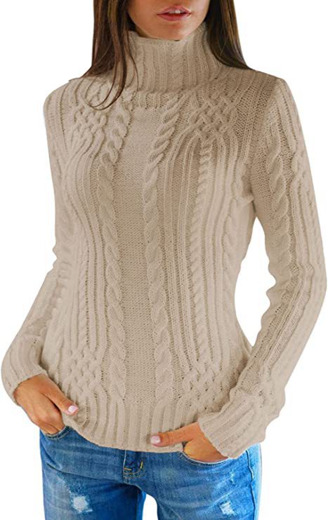 Damen Pullover mit Stehkragen und strukturiertem Strickdesign Heidi-Mode