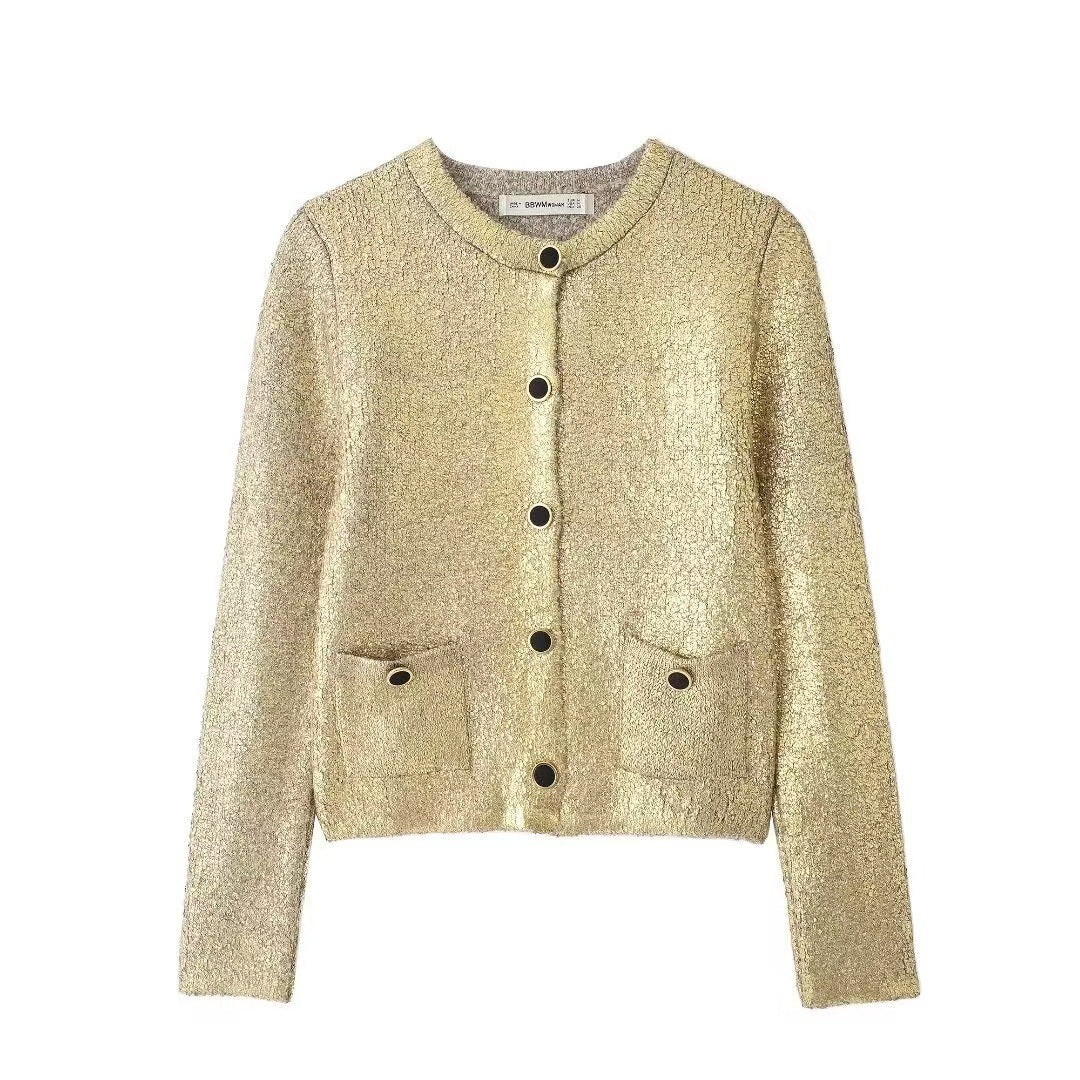 Damen Elegante Strickjacke mit luxuriösem Glitzer und praktischen Taschen Heidi-Mode