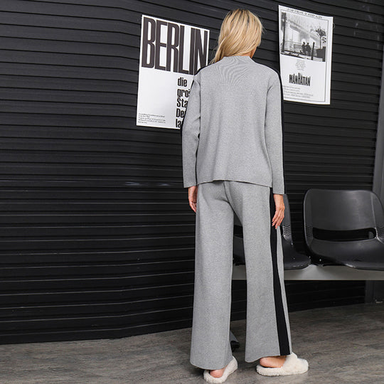Damen modisches Freizeit-Loungewear-Set mit modernen Kontrastdetails Heidi-Mode