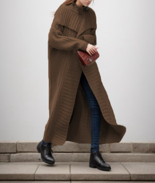 Damen Strickmantel mit strukturiertem Design und voluminösen Ärmeln Heidi-Mode