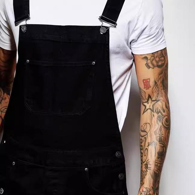 Herren lässige Denim-Latzhose mit verstellbaren Trägern und moderner Passform Heidi-Mode