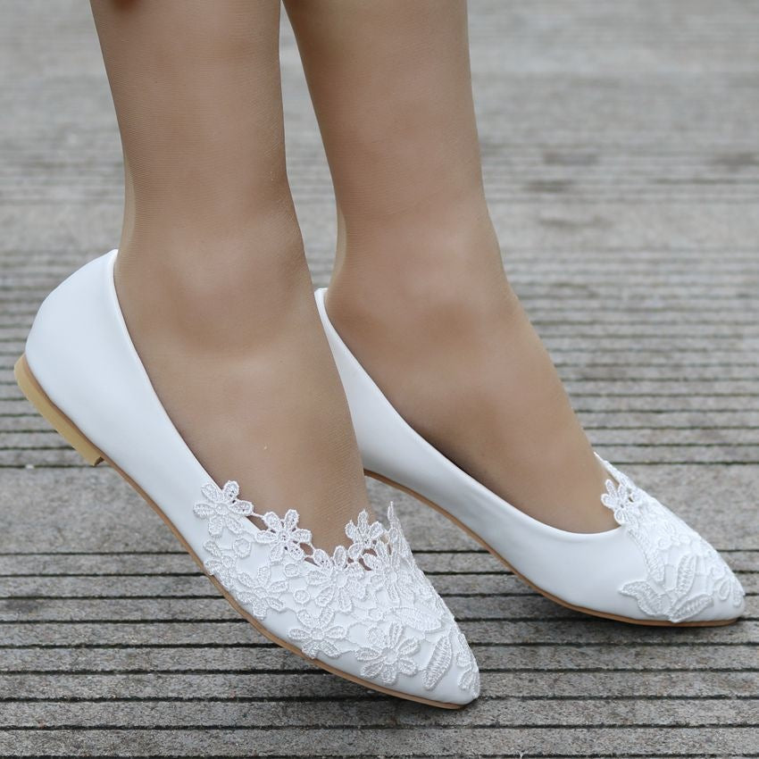 Damen Elegante Ballerinas mit filigraner Blumenstickerei Heidi-Mode