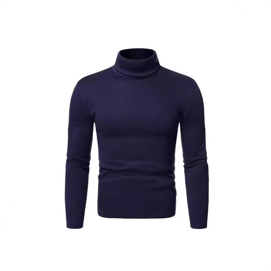 Herren Rollkragenpullover aus weichem Baumwollmix mit körperbetontem Schnitt Heidi-Mode