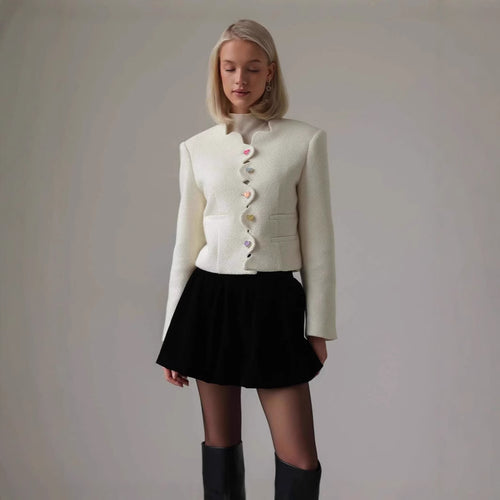 Damen Figurbetonte Jacke mit einzigartigem Knopfdesign Heidi-Mode