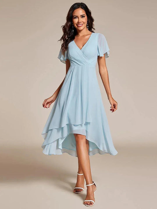 Damen Elegantes Wickelkleid mit asymmetrischem Saum Heidi-Mode