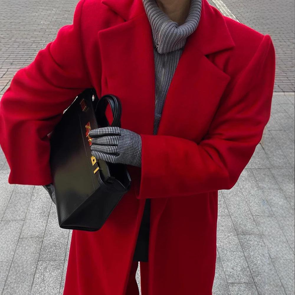 Damen Elegante Wollmantel mit Oversized-Schnitt und schickem Revers Heidi-Mode