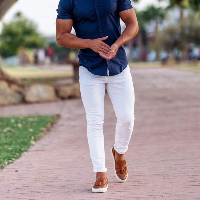 Herren Slim-Fit Chinohose mit modernem Design und elastischem Bund Heidi-Mode