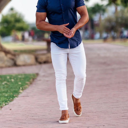 Herren Slim-Fit Chinohose mit modernem Design und elastischem Bund Heidi-Mode
