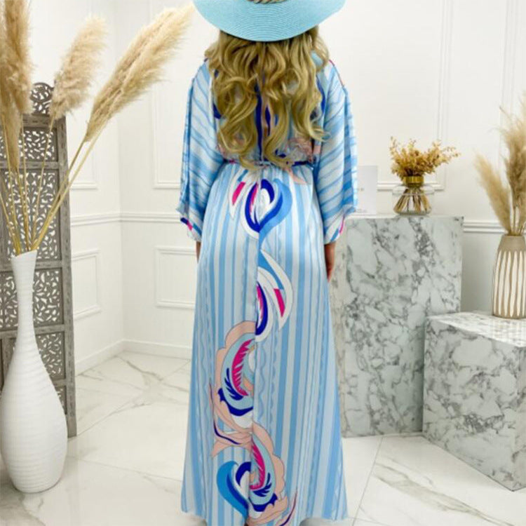 Heidi-Mode | Bodenlanger Lebhaft Bunter Duster Kleid