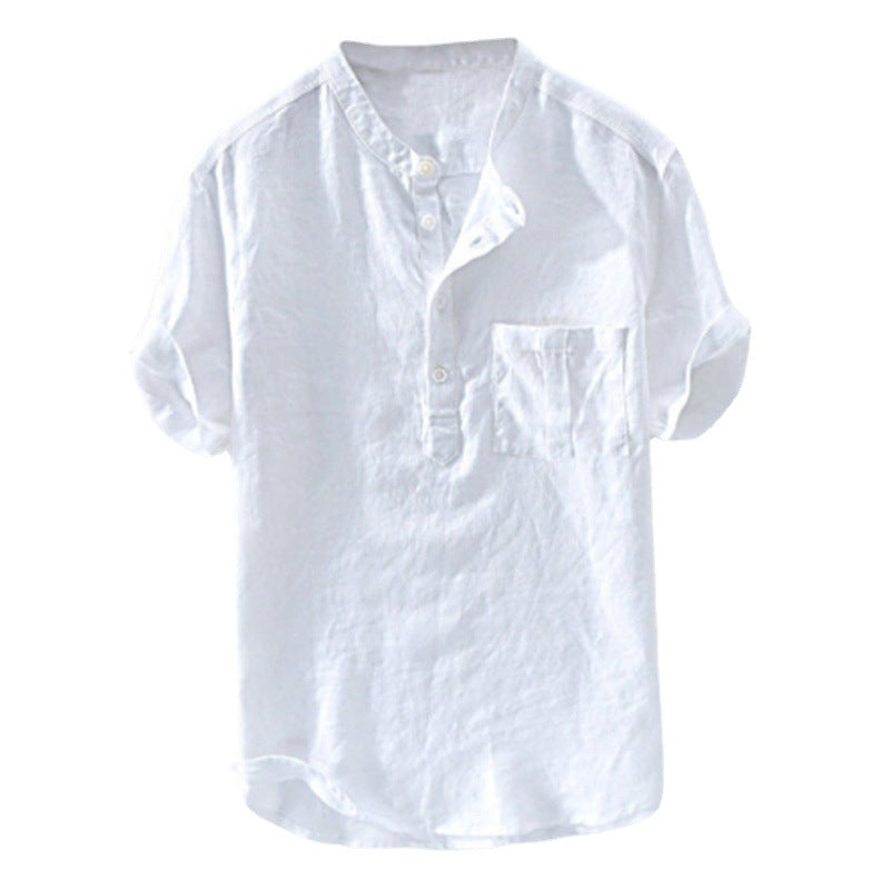 Herren Kurzarm Hemd mit modernem Henley-Ausschnitt und praktischen Brusttasche Heidi-Mode