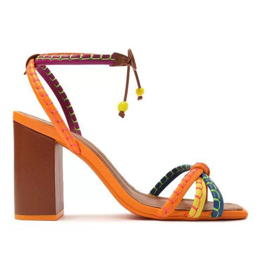 Damen Blockabsatz Sandalen mit verspieltem Riemchen-Design und trendigen Akzenten Heidi-Mode