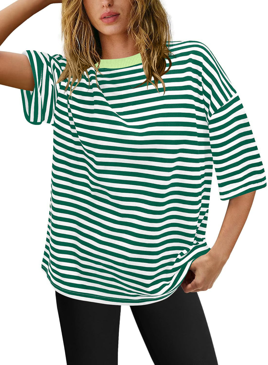 Damen Übergrößen T-Shirt mit Streifenmuster Heidi-Mode