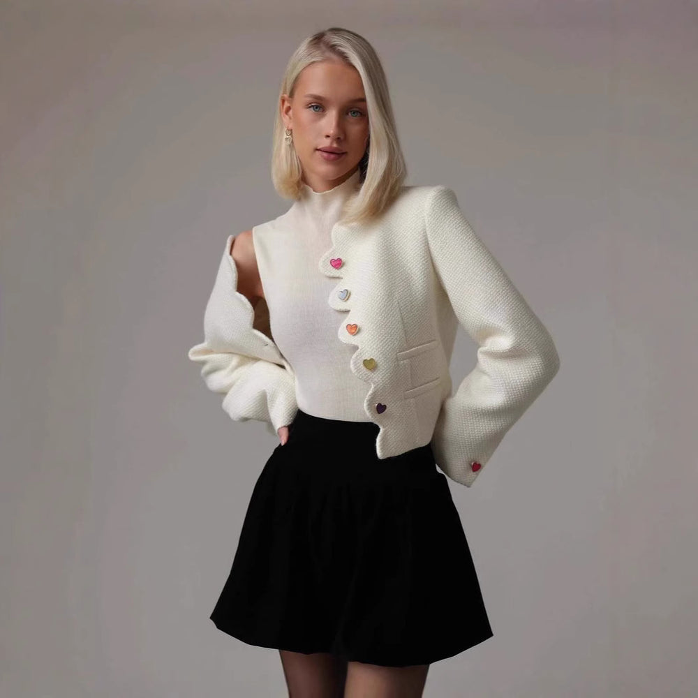 Damen Figurbetonte Jacke mit einzigartigem Knopfdesign Heidi-Mode