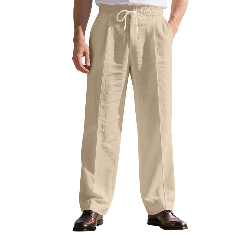 Herren elegante Freizeithose mit verstellbarem Kordelzug und atmungsaktiver Struktur Heidi-Mode