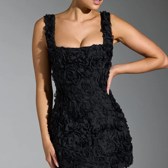 Damen Festliches Minikleid mit floralen Applikationen Heidi-Mode