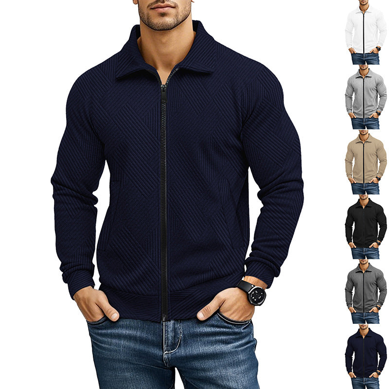 Herren bequeme und stylische Kapuzenjacke mit strukturiertem Gewebe Heidi-Mode