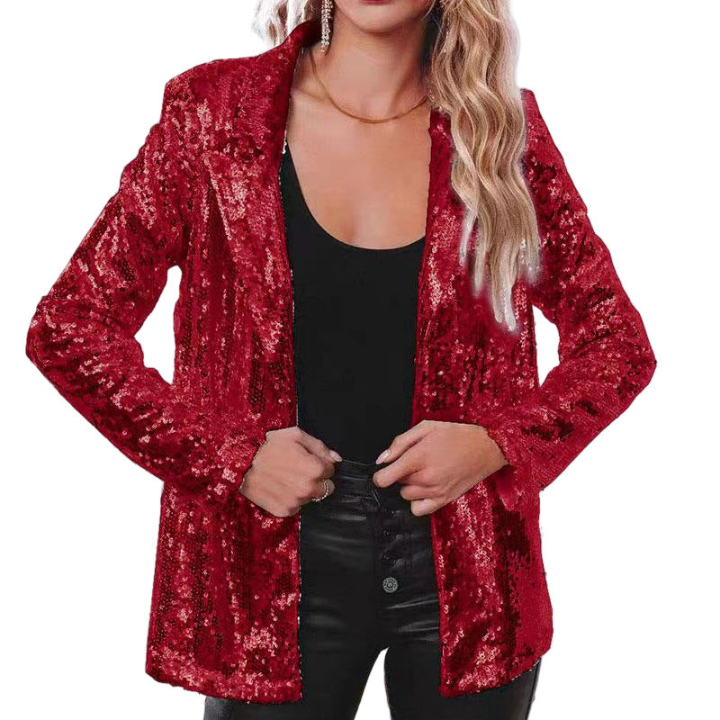 Damen Glitzerblazer mit schimmernden Pailletten und elegantem Schnitt Heidi-Mode