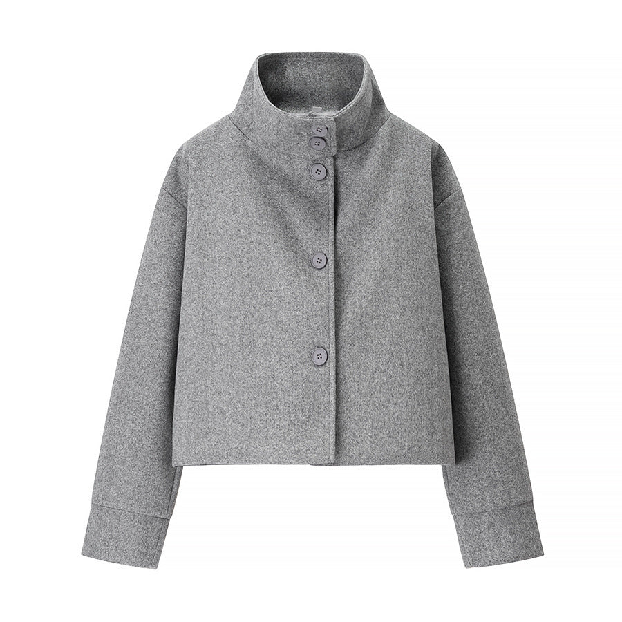 Damen Kurzjacke mit modernem Kragen und eleganten Knopfdetails Heidi-Mode