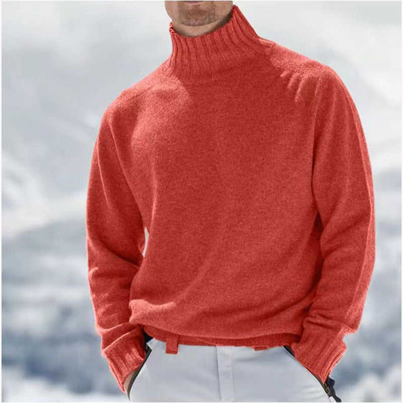 Herren Rollkragenpullover aus hochwertiger Wolle mit strukturierten Details Heidi-Mode