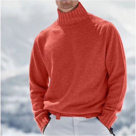 Herren Rollkragenpullover aus hochwertiger Wolle mit strukturierten Details Heidi-Mode