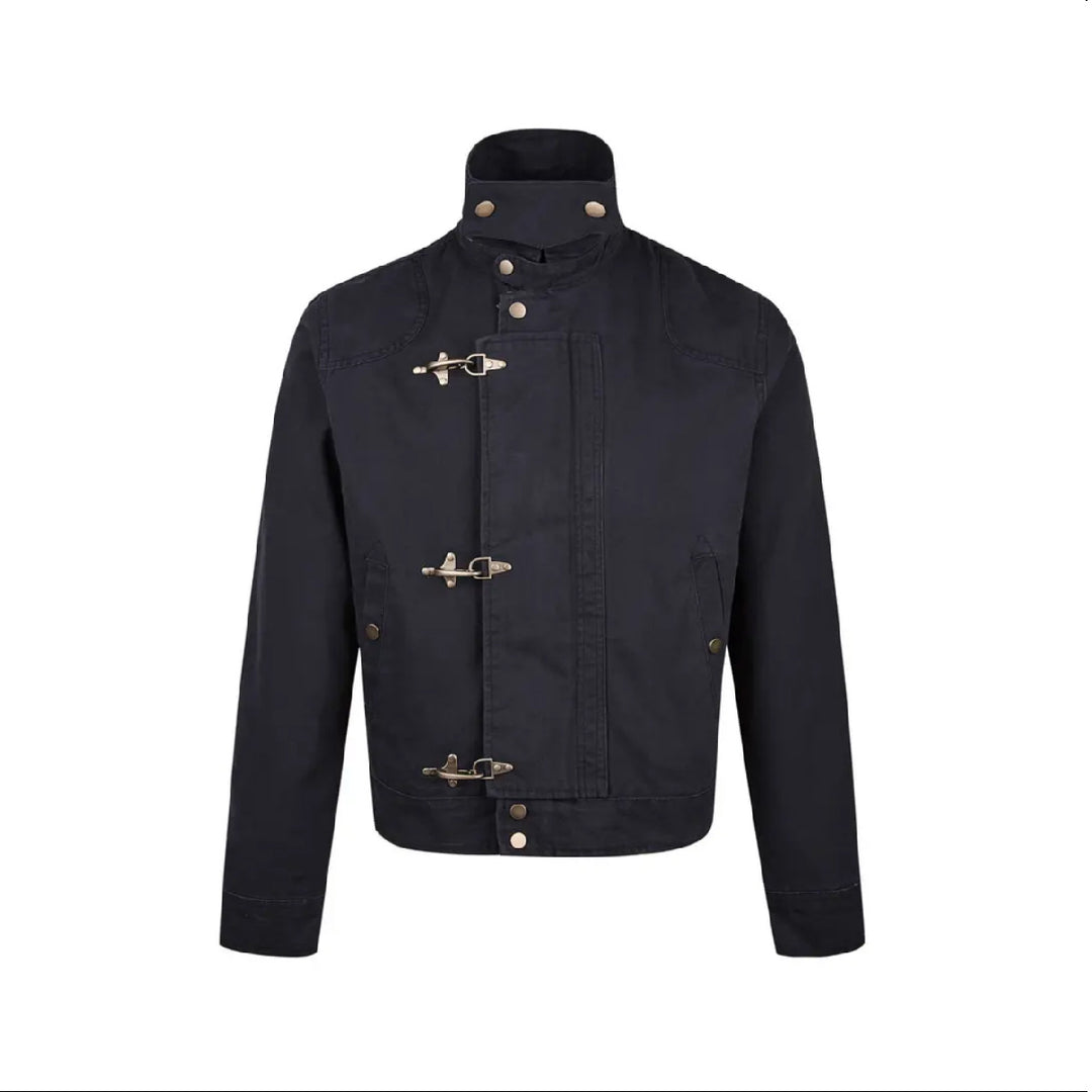 Herren modische Kurzjacke mit innovativen Schnallen und praktischem hochgeschlossenem Kragen Heidi-Mode