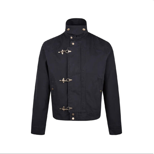 Herren modische Kurzjacke mit innovativen Schnallen und praktischem hochgeschlossenem Kragen Heidi-Mode