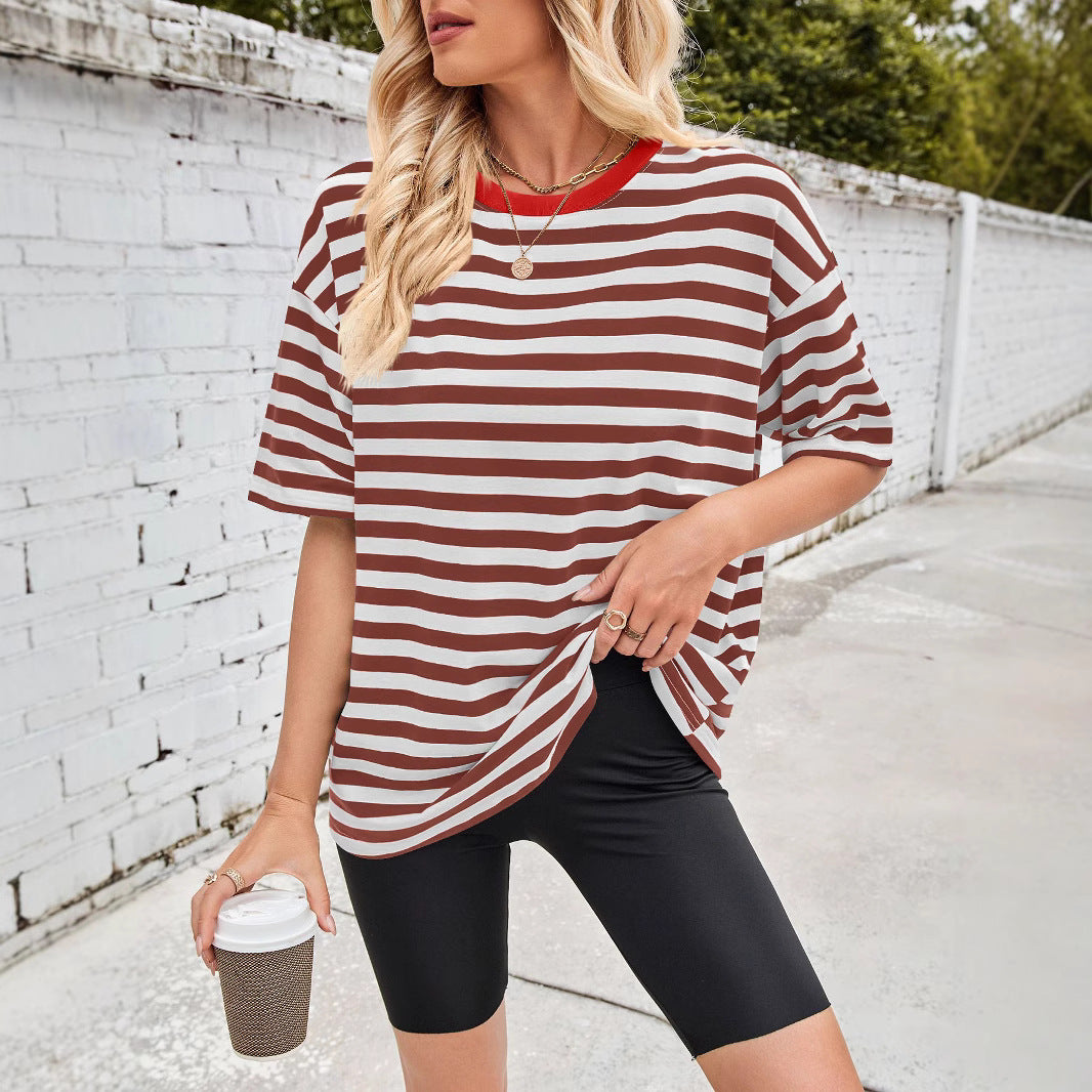 Damen Übergrößen T-Shirt mit Streifenmuster Heidi-Mode