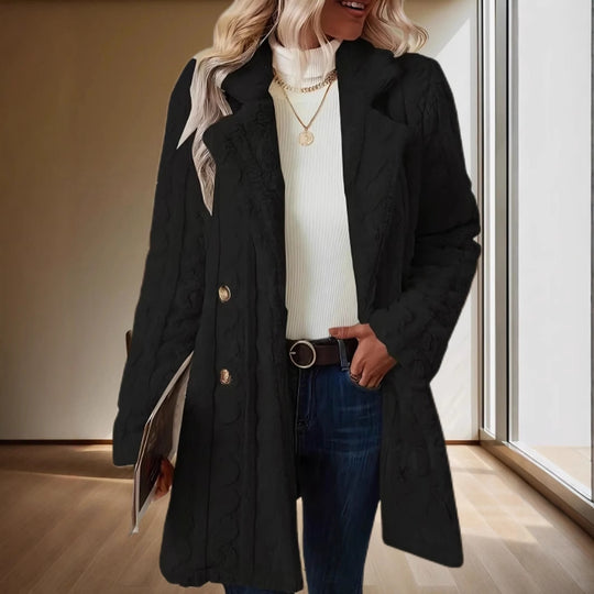 Damen Kapuzenmantel mit strukturiertem Design und großen Knöpfen Heidi-Mode