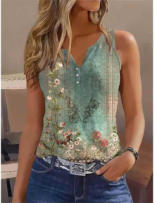 Heidi Mode | Bedrucktes T-Shirt mit Knöpfen
