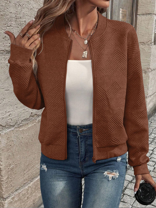 Damen leichte Bomberjacke mit gestepptem Design und praktischen Taschen Heidi-Mode