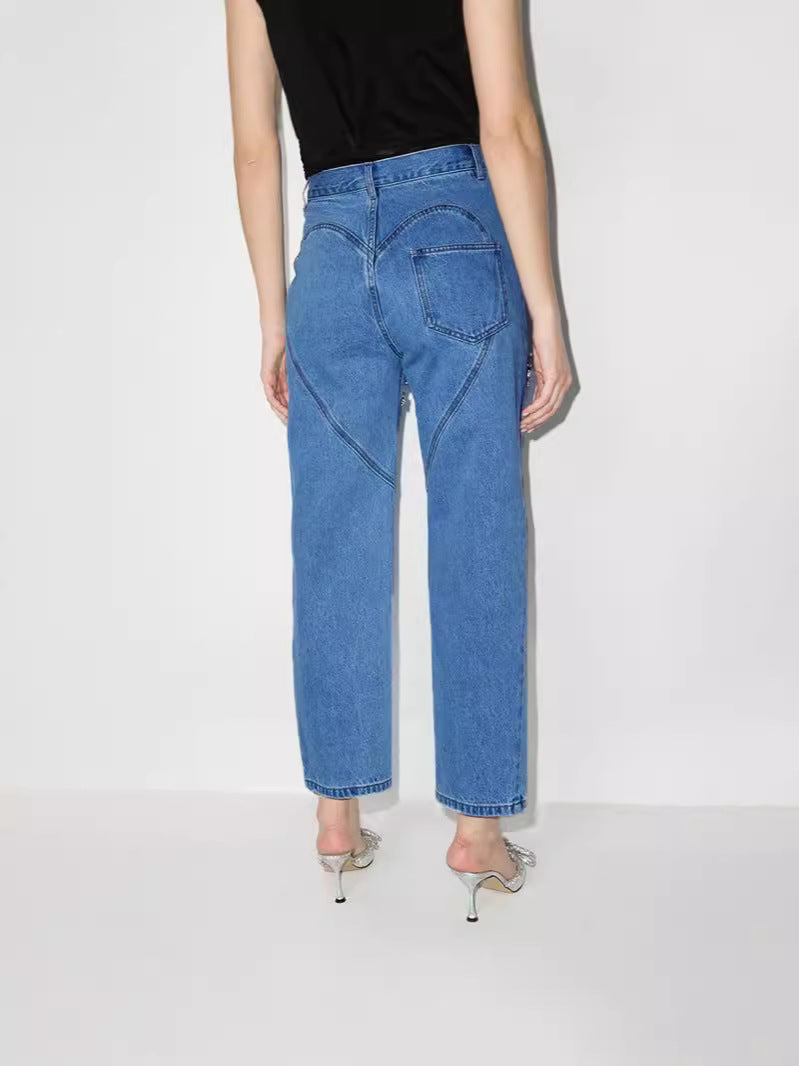 Damen Jeans mit zierlicher Steinverzierung Heidi-Mode