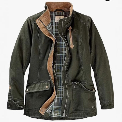 Damen lässige Utility-Jacke mit Karo-Innenfutter Heidi-Mode