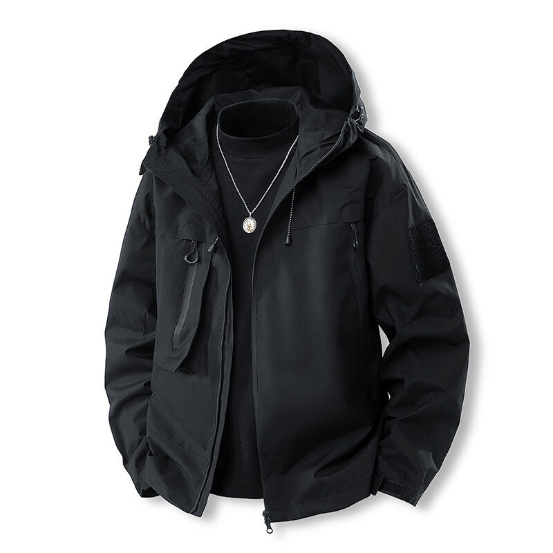 Herren wasserfeste Multifunktionsjacke mit Kapuze und praktischen Taschen Heidi-Mode