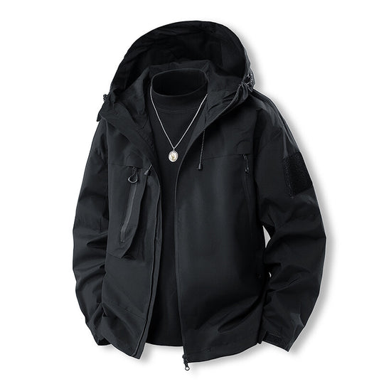 Herren wasserfeste Multifunktionsjacke mit Kapuze und praktischen Taschen Heidi-Mode