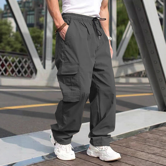 Herren moderne Cargohose mit elastischem Bund und multifunktionalen Taschen Heidi-Mode