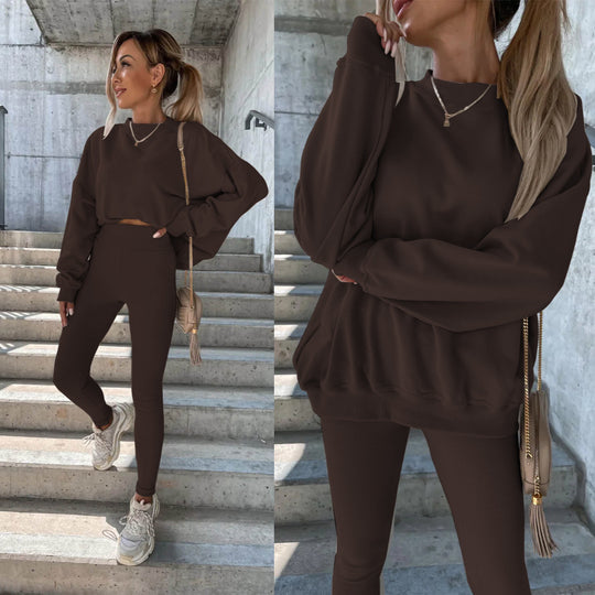 Damen lässiges Oversized Sweatshirt und enganliegende Sportleggings Set Heidi-Mode