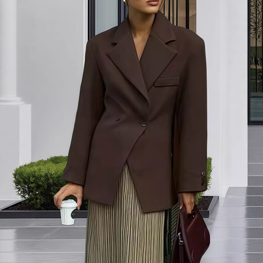 Damen Eleganter Doppelreiher-Blazer mit edlem Schnitt und hohem Kragen Heidi-Mode