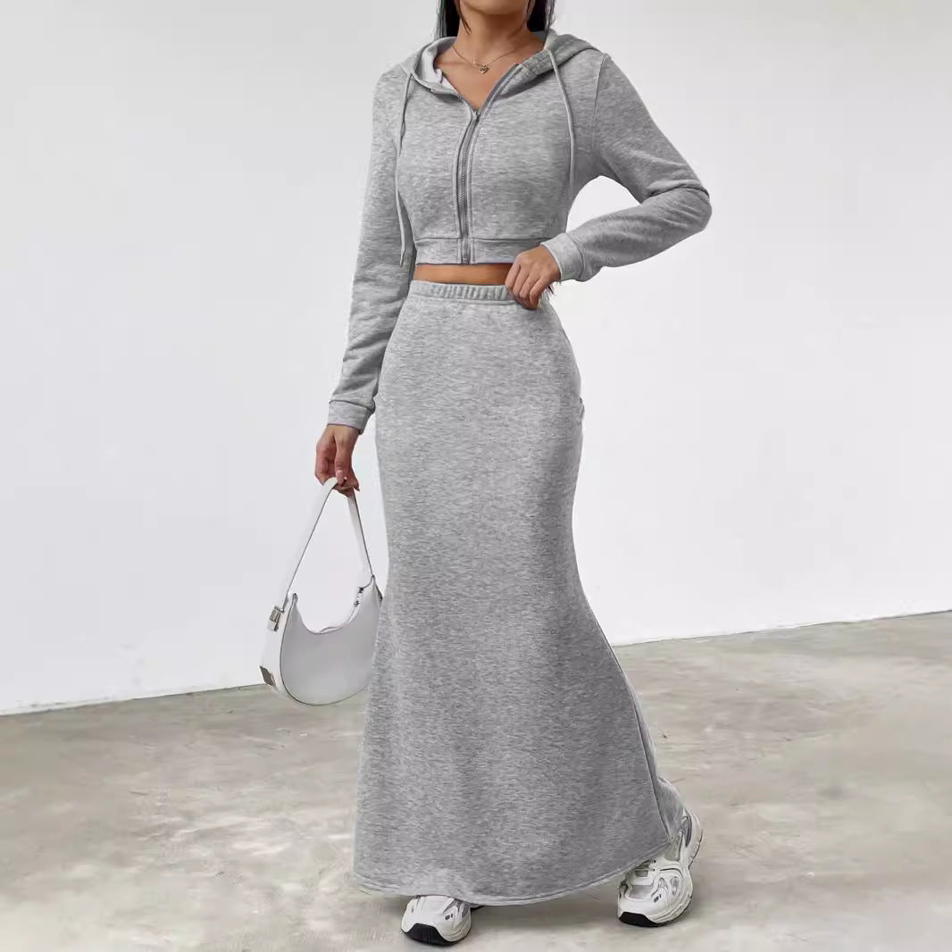 Damen Hoodie und Maxi-Rock Set Heidi-Mode